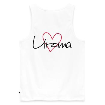 Uroma Herz Liebe werdende Oma Geschenk - Männer Premium Bio Tank Top - Weiß - Hinten - AI Model Male 178 light (178cm)