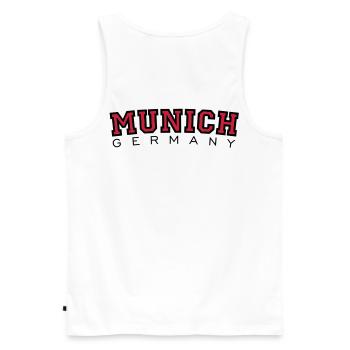 München Munich Germany (Schwarz/Rot) - Männer Premium Bio Tank Top - Weiß - Hinten - AI Model Male 178 light (178cm)