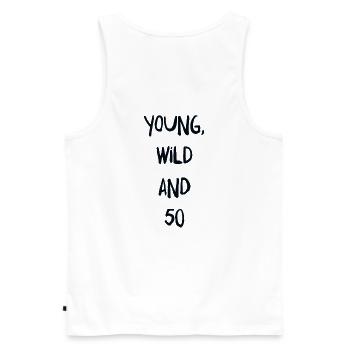 50. Geburtstag - Männer Premium Bio Tank Top - Weiß - Hinten - AI Model Male 178 light (178cm)