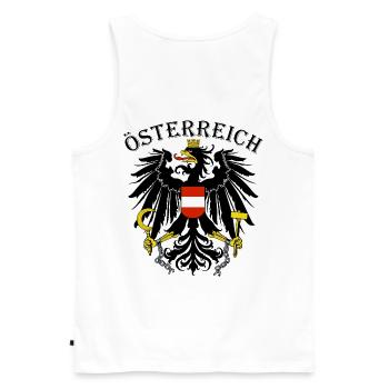 Austria Austria Austria Coat of Arms Adler Patriot - Men's Premium Organic Tank Top - white - Back - AI Model Male 178 light (178cm)