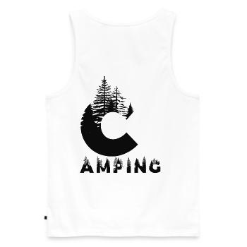 camping - Men's Premium Organic Tank Top - white - Back - AI Model Male 178 light (178cm)