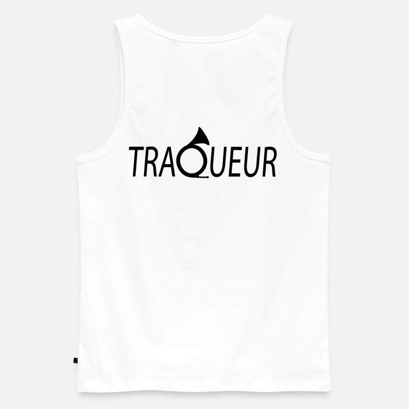 TRACKER T-Shirt anpassbar mit Ihrem Text - Männer Premium Bio Tank Top - Weiß