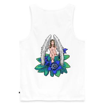Heavenly Alps Angel Gentian Tyrol Guardian Angel - Men's Premium Organic Tank Top - white - Back - AI Model Male 178 light (178cm)