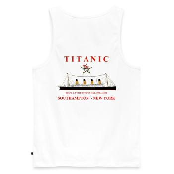TITANIC CREATION Louis RUNEMBERG © Adagp - Men's Premium Organic Tank Top - white - Back - AI Model Male 178 light (178cm)