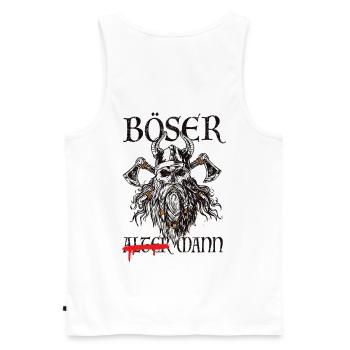Böser Wikinger-Krieger Grafik - Männer Premium Bio Tank Top - Weiß - Hinten - AI Model Male 178 light (178cm)