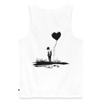 Seul, Cœur, Ballon, Amour, Solitaire, Minimal - Débardeur bio Premium Homme - blanc - Dos - AI Model Male 178 light (178cm)