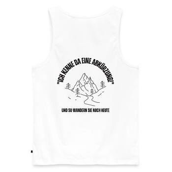 Wandern Ich kenne da eine Abkürzung Schrift lustig - Männer Premium Bio Tank Top - Weiß - Hinten - AI Model Male 178 light (178cm)