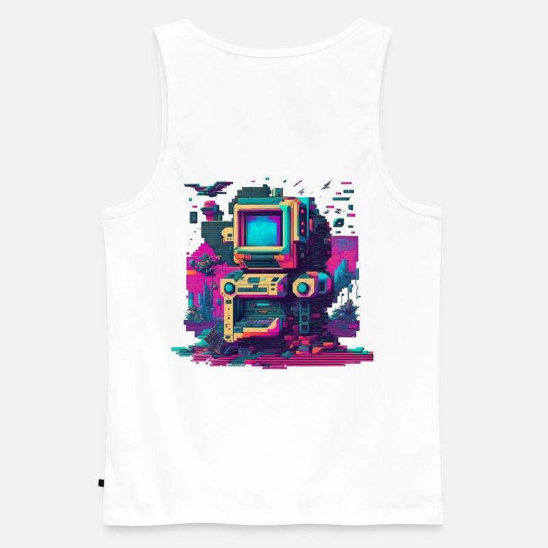 Retro Tech - Männer Premium Bio Tank Top - Weiß