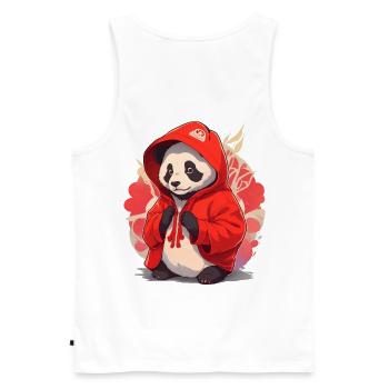 Panda mit Hoody - Männer Premium Bio Tank Top - Weiß - Hinten - AI Model Male 178 light (178cm)