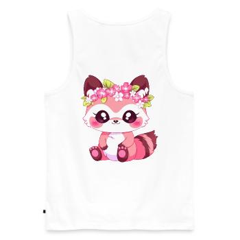 Pink Girly raccoon with flowers - Men's Premium Organic Tank Top - white - Back - AI Model Male 178 light (178cm)
