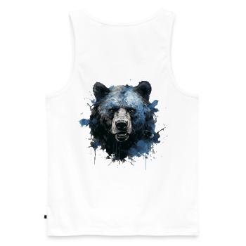 Bear Head - Männer Premium Bio Tank Top - Weiß - Hinten - AI Model Male 178 light (178cm)