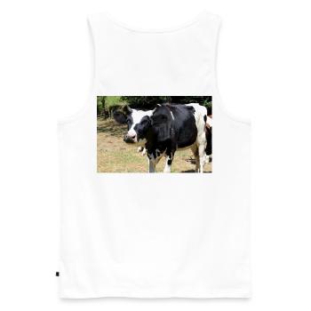 Kuh Poster - Männer Premium Bio Tank Top - Weiß - Hinten - AI Model Male 178 light (178cm)