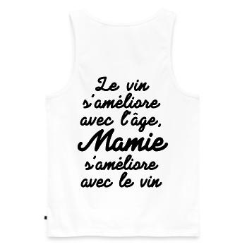 mamie, mamie humour, amateur de vin - Débardeur bio Premium Homme - blanc - Dos - AI Model Male 178 light (178cm)