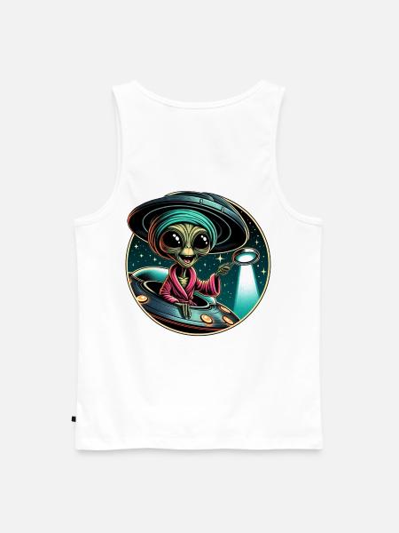 Alien detective in UFO light - Men's Premium Organic Tank Top - white