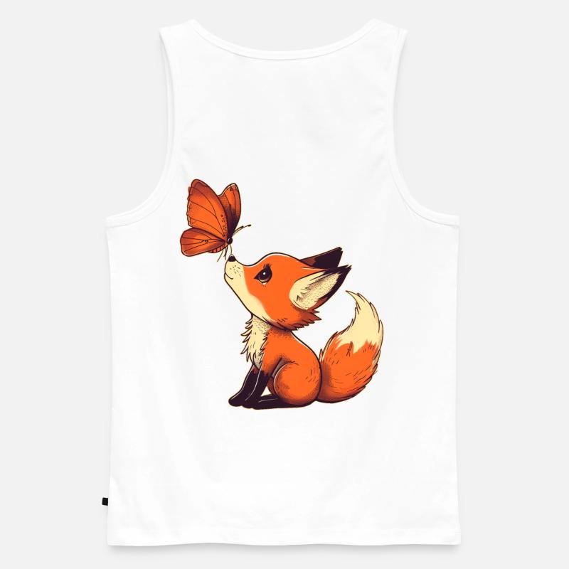 Fuchs mit Schmetterling - Männer Premium Bio Tank Top - Weiß