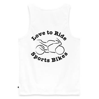 Les motards aiment faire des motos de sport - Débardeur bio Premium Homme - blanc - Dos - AI Model Male 178 light (178cm)
