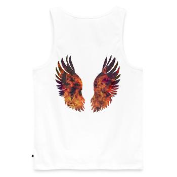 Ailes en Feu Éclatantes - Débardeur bio Premium Homme - blanc - Dos - AI Model Male 178 light (178cm)
