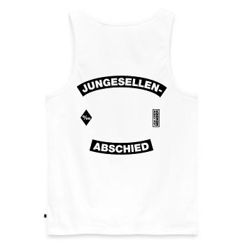 Junggesellenabschied Rahmen (JGA MC-Rocker-Style) - Männer Premium Bio Tank Top - Weiß - Hinten - AI Model Male 178 light (178cm)