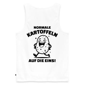 Normale Kartoffeln auf die eins Shirt - Männer Premium Bio Tank Top - Weiß - Hinten - AI Model Male 178 light (178cm)