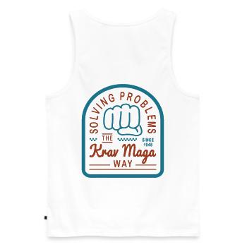 Solving problems the Krav Maga way - Männer Premium Bio Tank Top - Weiß - Hinten - AI Model Male 178 light (178cm)