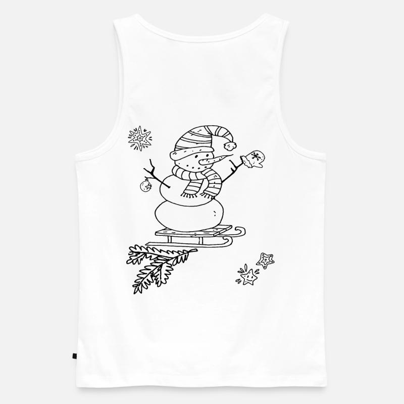 Schneemann mit Schlitten Weihnachten - Männer Premium Bio Tank Top - Weiß