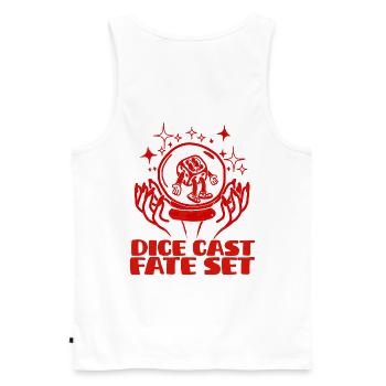 The die is cast, fate is sealed - Men's Premium Organic Tank Top - white - Back - AI Model Male 178 light (178cm)