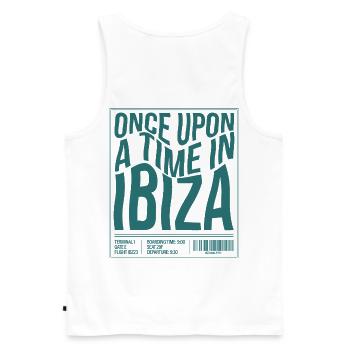 Once Upon a Time in Ibiza – Retro Travel Vibes - Men's Premium Organic Tank Top - white - Back - AI Model Male 178 light (178cm)