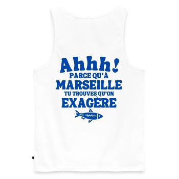 Marseille, je suis Marseillais, Marseillais, 13 - Débardeur bio Premium Homme - blanc - Dos - AI Model Male 178 light (178cm)