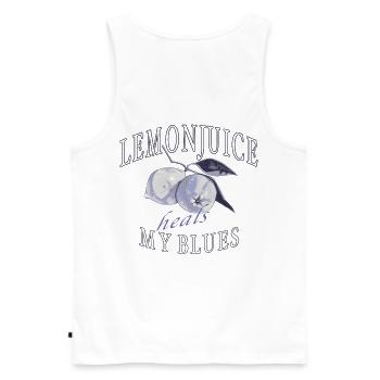 Zitronen Heilen Blues Graphic - Männer Premium Bio Tank Top - Weiß - Hinten - AI Model Male 178 light (178cm)