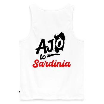 ajó to Sardinia, ajó in Sardinia! - Men's Premium Organic Tank Top - white - Back - AI Model Male 178 light (178cm)