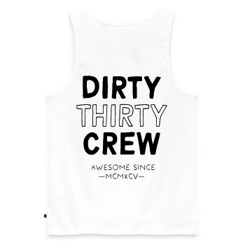 Dirty Thirty - Men's Premium Organic Tank Top - white - Back - AI Model Male 178 light (178cm)