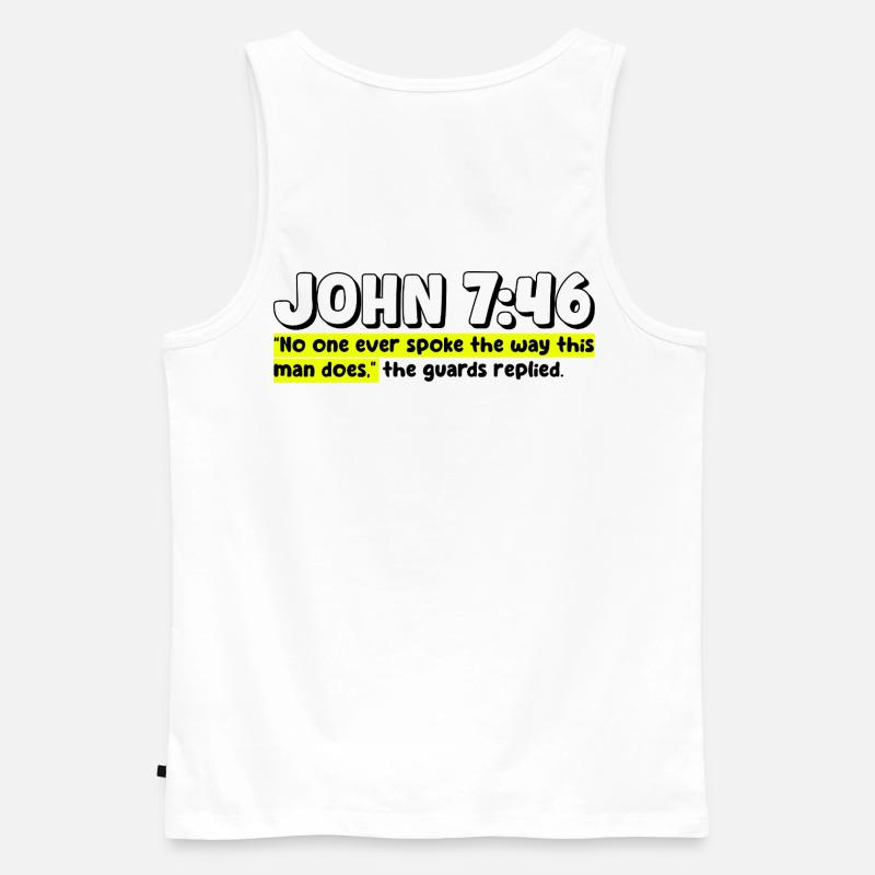 Johannes 7:46 | Bibelzitat - Männer Premium Bio Tank Top - Weiß