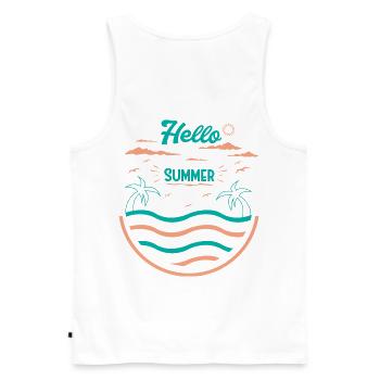 Sommerliches Palmen Strand Design - Männer Premium Bio Tank Top - Weiß - Hinten - AI Model Male 178 light (178cm)