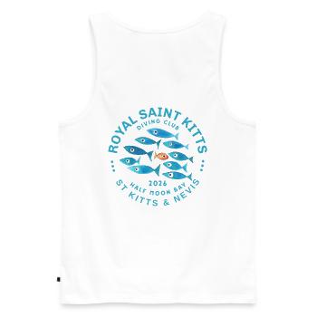 Royal Saint Kitts Diving 2026 - Débardeur bio Premium Homme - blanc - Dos - AI Model Male 178 light (178cm)