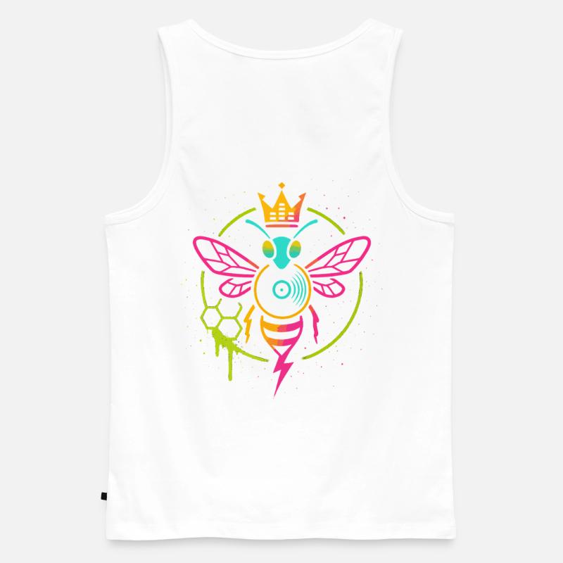 Neon Queen Bee, Electro Hive Beats - Männer Premium Bio Tank Top - Weiß