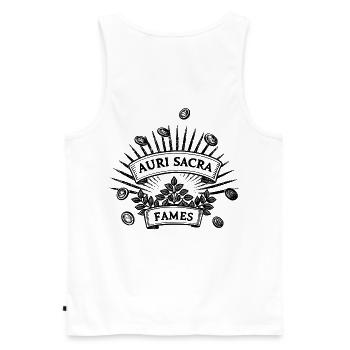 Auri sacra fames |  Verfluchter Hunger nach Gold - Männer Premium Bio Tank Top - Weiß - Hinten - AI Model Male 178 light (178cm)