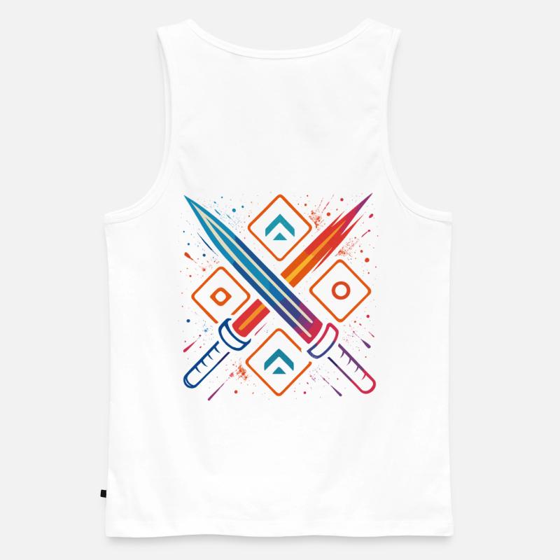 Gaming Schwerter Neon - Männer Premium Bio Tank Top - Weiß