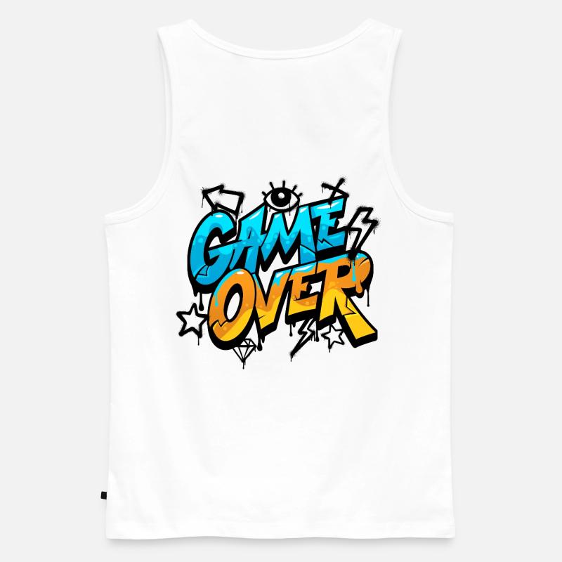 Game Over Graffiti Neon Gradient - Männer Premium Bio Tank Top - Weiß