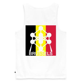 Brussels Atomium – Belgian Flag Square Icon - Men's Premium Organic Tank Top - white - Back - AI Model Male 178 light (178cm)