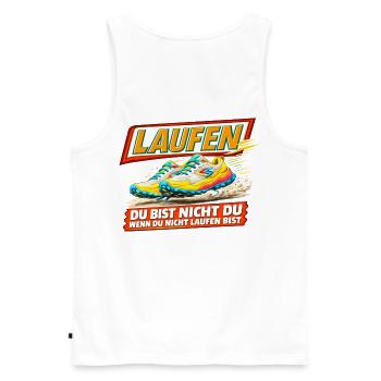 Laufen - Du bist nur Du wenn Du läufst - Männer Premium Bio Tank Top - Weiß - Hinten - AI Model Male 178 light (178cm)