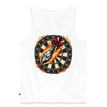 Flame arrow meets dartboard - Men's Premium Organic Tank Top - white - Back - AI Model Male 178 light (178cm)