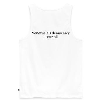 Pétrole du Venezuela - Débardeur bio Premium Homme - blanc - Dos - AI Model Male 178 light (178cm)