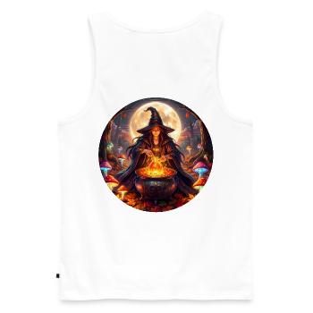 Moonlit Witch's Cauldron - Men's Premium Organic Tank Top - white - Back - AI Model Male 178 light (178cm)