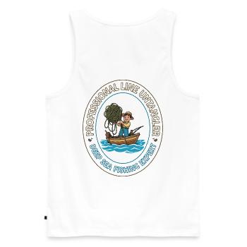 Deep Sea Fishing Expert Emblem - Men's Premium Organic Tank Top - white - Back - AI Model Male 178 light (178cm)