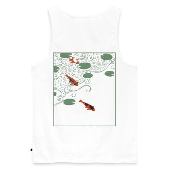 Wabi-sabi style Koi carp - Men's Premium Organic Tank Top - white - Back - AI Model Male 178 light (178cm)