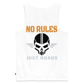 No Rules Just Roads – Biker Skull Streetwear - Männer Premium Bio Tank Top - Weiß - Hinten - AI Model Male 178 light (178cm)
