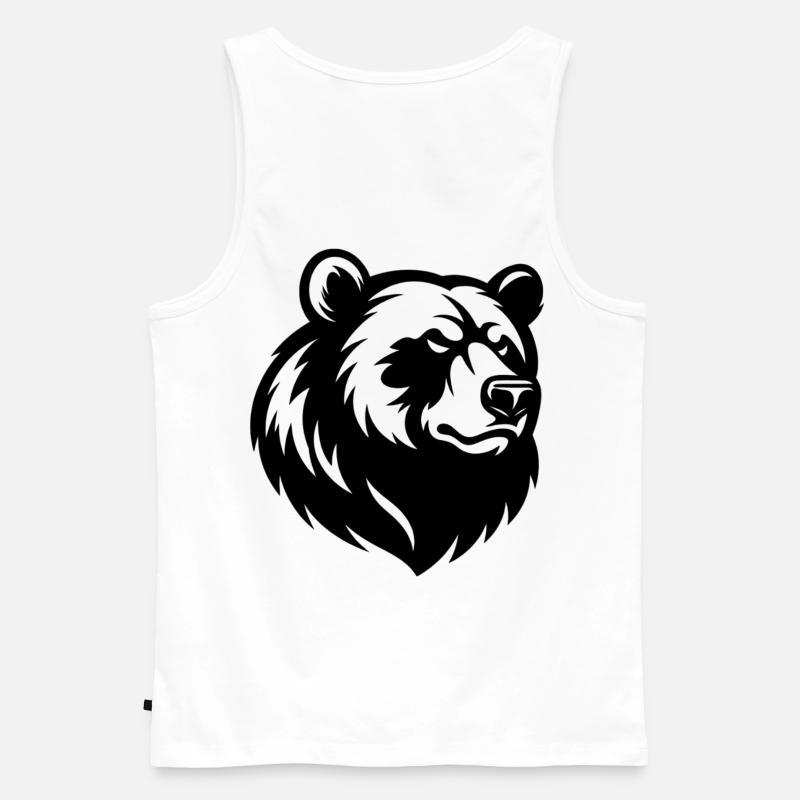 Angry Bear Head - Männer Premium Bio Tank Top - Weiß
