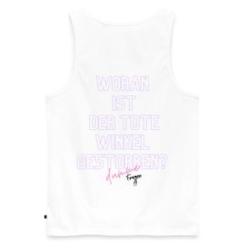 Woran ist der Tote Winkel gestorben? Neon - Männer Premium Bio Tank Top - Weiß - Hinten - AI Model Male 178 light (178cm)