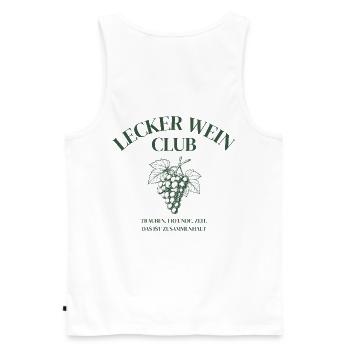 Lecker Wein Club Weinliebhaber Design Geschenk - Männer Premium Bio Tank Top - Weiß - Hinten - AI Model Male 178 light (178cm)