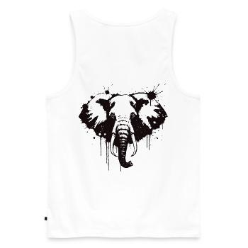 Éléphant Encre Splash Noir - Débardeur bio Premium Homme - blanc - Dos - AI Model Male 178 light (178cm)